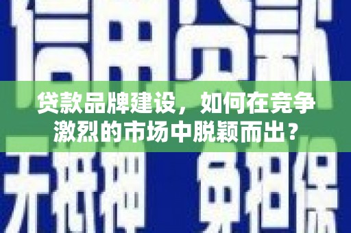 红寺堡贷款品牌建设，如何在竞争激烈的市场中脱颖而出？