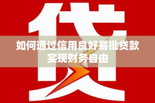 乐东如何通过信用良好易批贷款实现财务自由